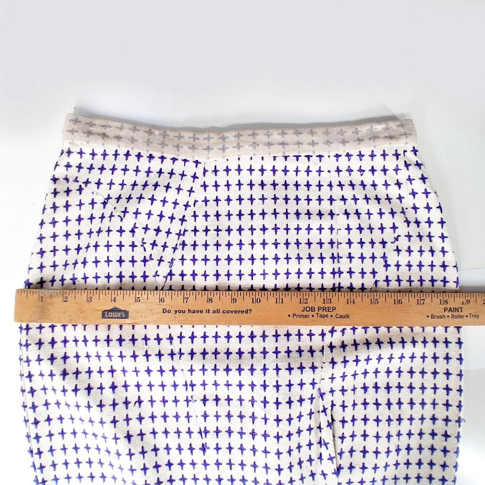 Jasmin Shokrian Silk Pencil Skirt Blue Embroidered Plus Sign 2 Piece Lot SZ 10 L - Picture 12 of 16